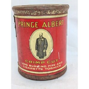 1907 Antique PRINCE Albert Advertising Can Crimp Cut Tobacco Tin w/Top - Empty
